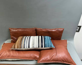 Lot 30: Leather Throw Pillows