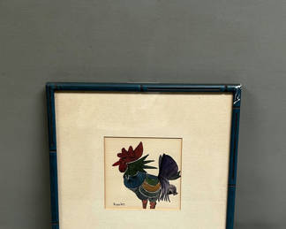Lot 14: Signed Pen & Ink Rooster Drawing