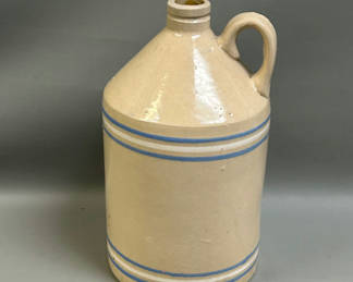 Lot 48: Antique Blue & White Stripe Stoneware Jug