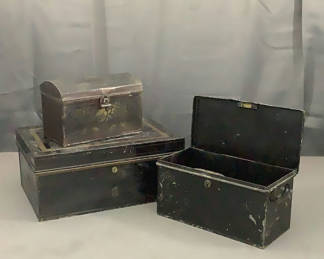 Lot 210: Vintage Metal Document Boxes