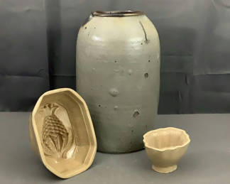 Lot 211: Antique Crock & Butter Molds