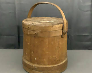 Lot 217: Antique Firkin Basket/ Sugar Bucket