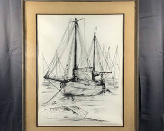 Lot 258: Claude Piéchoud Framed Sailboat Print