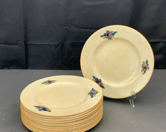 Lot 240: Vintage Crown Staffordshire Orange Chintz Plates