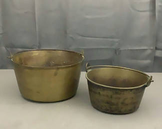 Lot 216: Antique Brass Pots