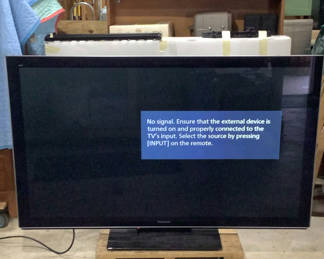 Lot 288: Panasonic 65in Plasma HDTV w/h Mobile TV Stand