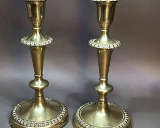 Lot 124: Antique Plated Tall Candle Holders
