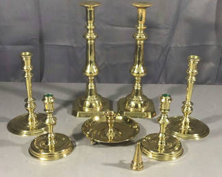 Lot 170: Virginia Metalworks Brass Candle Holders
