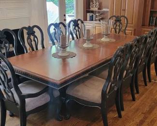 Magnificent Dining Room Table w 10 Chairs - 108 x 46 x 30 inches  2 leafs, 15 inches wide ea $3000