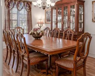 Dining table with seating for 8, china cabinet