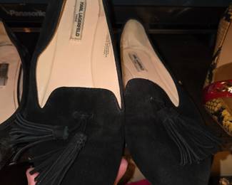 Karl Lagerfeld, Black Suede Loafers with Tassel Detail