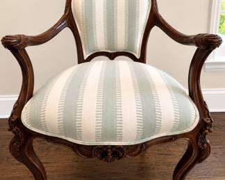 French Louis XV Style Carved Walnut Bergère Lounge Chair