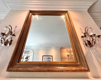 Large Giltwood Wall Mirror with Carved Frame