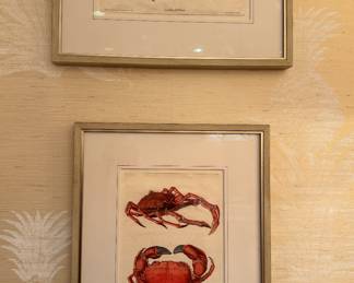 Hand-Colored Copperplate Engraving of Lobster/Crab