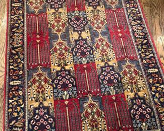 Persian Style Floral Area Rug with Garden Panel Design & Fringe