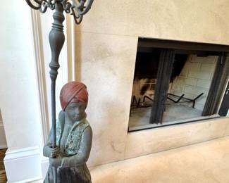 Cast Metal Figural Blackamoor Four-Light Floor Candelabra