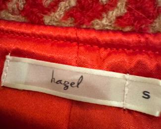Hazel Red & Cream Bouclé Houndstooth Swing Coat