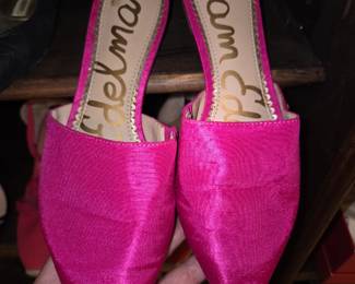 Sam Edelman Hot Pink Satin Rumi Mules