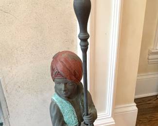 Cast Metal Figural Blackamoor Four-Light Floor Candelabra