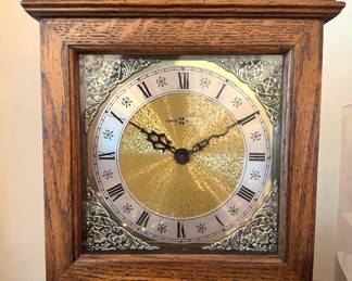 Howard Miller Oak Tambour Mantel Clock with Brass Dial