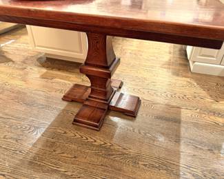 Traditional Oak Trestle Dining Table with Pedestal Base