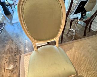 Louis XVI Style Oval Back Painted Side Chair with Upholstered Seat
