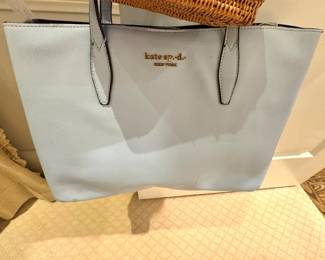 Kate Spade New York Light Blue Leather Tote Handbag (as is)