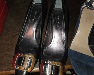 Nine West Leather Pumps with Square Buckle Detail