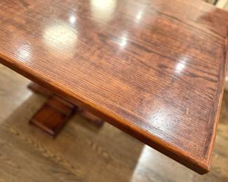 Traditional Oak Trestle Dining Table with Pedestal Base