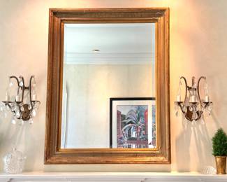 Large Giltwood Wall Mirror with Carved Frame
