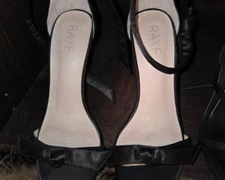 Raye Black Sandals with Ankle Strap and Bow Detail