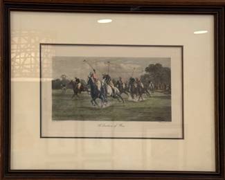 "A Dash for Pace" Polo Sporting Print in Mahogany Frame