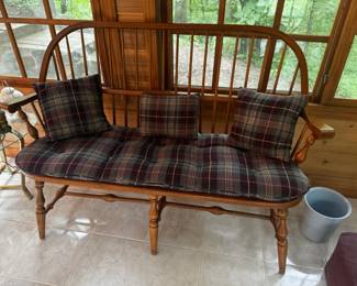 Windsor bench with pad & matching pillows