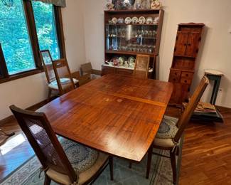 1960s dining room table, chairs & china cabinet