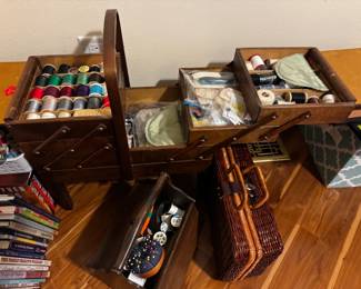 Vintage accordion sewing box