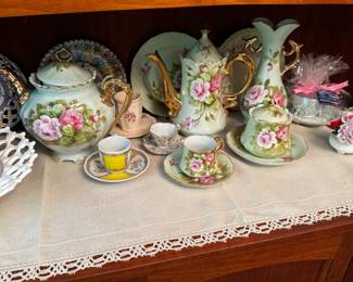 Lefton Heritage Green tea set pieces