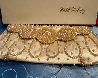 Vintage Faux Pearls, Beaded Clutch Purse, Marshall Fields