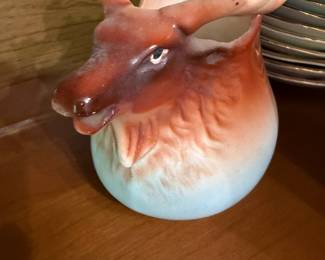 Antique Moose Elk Figural Pitcher, Austria