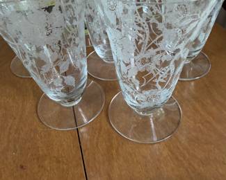 Vintage Morgantown Floral Etched "Mayfair" Ice Tea Glasses