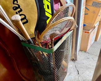Vintage Trolley Cart/ filled with Sports Equipment