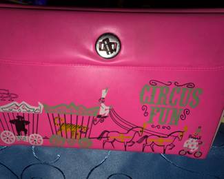 Mid Century 1960's Carousel "Circus Fun" Pink Vinyl ( Wig Case!)