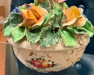 Capodimonte porcelain covered dish