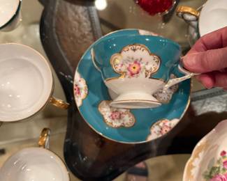 Set of 8 UCAGCO teacups and saucers, handpainted, made in Japan.