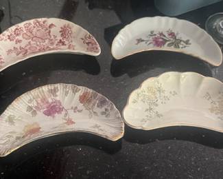 Bone china moon shape plates. Early 20th century