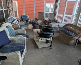 several sets of patio furniture