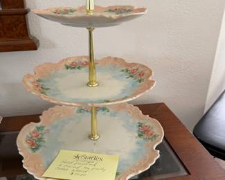 Hand painted tiered little cakes plate