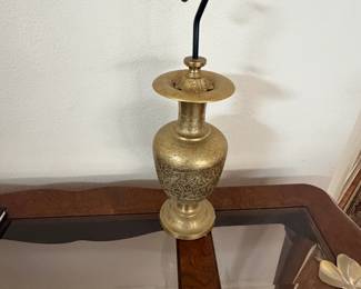 Vintage brass vase with fire poker