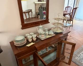 Burl wood display cabinet