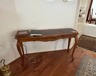 Wood and glass consul table