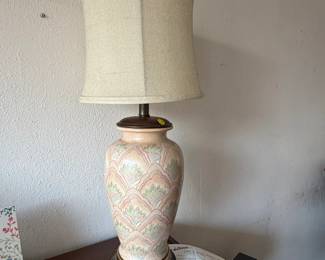 Hand painted table lamp with shade